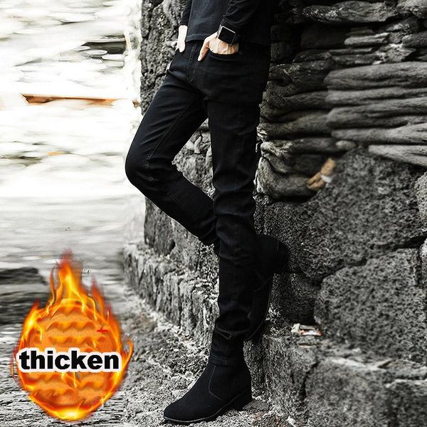pure black jeans men's slimming feet elastic autumn winter plus velvet thickening korean casual thermal pencil pants, Blue
pure black jeans men's slimming feet elastic autumn winter plus velvet thickening korean casual thermal pencil pants, Blue
