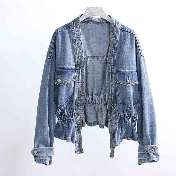 jacket 2021 autumn korean fashion women short outerwear elastic waist big pocket long sleeve denim jacket coat female, Black;brown
jacket 2021 autumn korean fashion women short outerwear elastic waist big pocket long sleeve denim jacket coat female, Black;brown