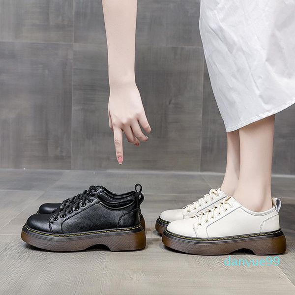 dress shoes short face leather spring autumn british wind muffin thick round head casual single shoe female, Black
dress shoes short face leather spring autumn british wind muffin thick round head casual single shoe female, Black