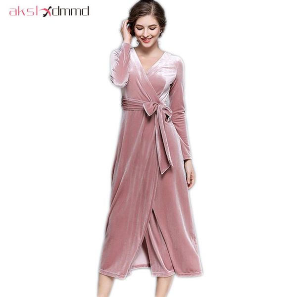 casual dresses akslxdmmd fashion velvet women 2021 autumn and winter v-neck long-sleeve maxi dress female vestidos lh1362, Black;gray
casual dresses akslxdmmd fashion velvet women 2021 autumn and winter v-neck long-sleeve maxi dress female vestidos lh1362, Black;gray