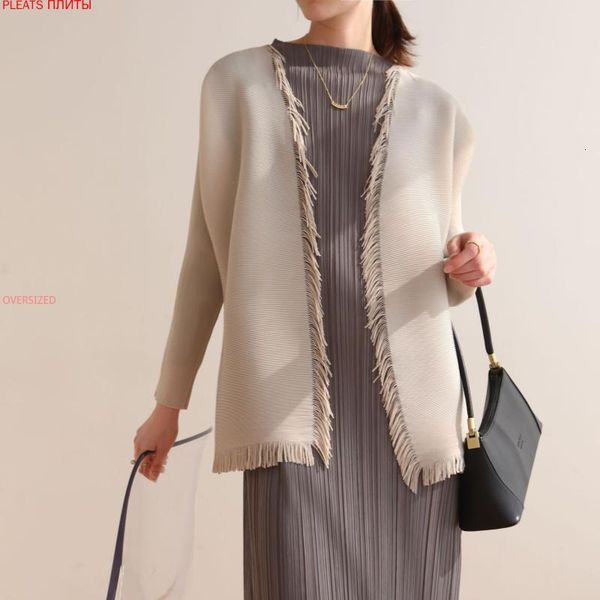 women's jackets 2021 miyake folds high-end fashion tassel shawl coat please veste ropa de chaqueta mujer vetement femme, Black;brown
women's jackets 2021 miyake folds high-end fashion tassel shawl coat please veste ropa de chaqueta mujer vetement femme, Black;brown