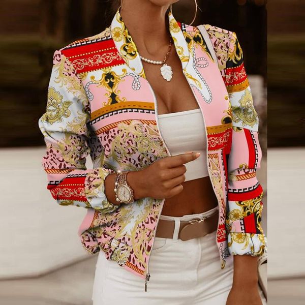 women's jackets 2021 autumn women casual jacket fashion long-sleeved zipper printed cardigan short coat vintage slim elegant ladies out, Black;brown
women's jackets 2021 autumn women casual jacket fashion long-sleeved zipper printed cardigan short coat vintage slim elegant ladies out, Black;brown