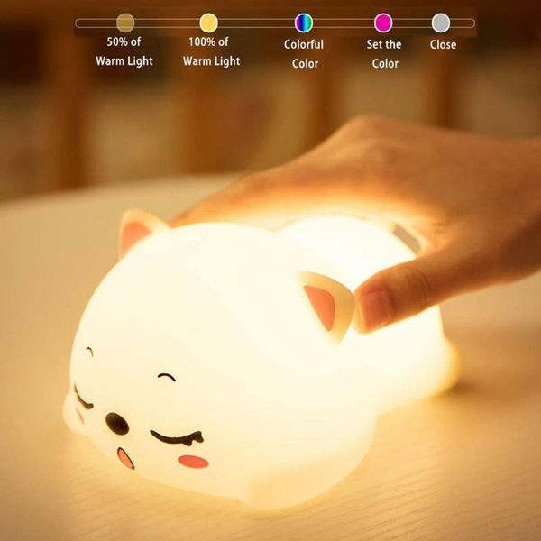 night lights cat led light touch sensor colorful cartoon silicone usb rechargeable bedroom bedside lamp for children kids baby gift
night lights cat led light touch sensor colorful cartoon silicone usb rechargeable bedroom bedside lamp for children kids baby gift