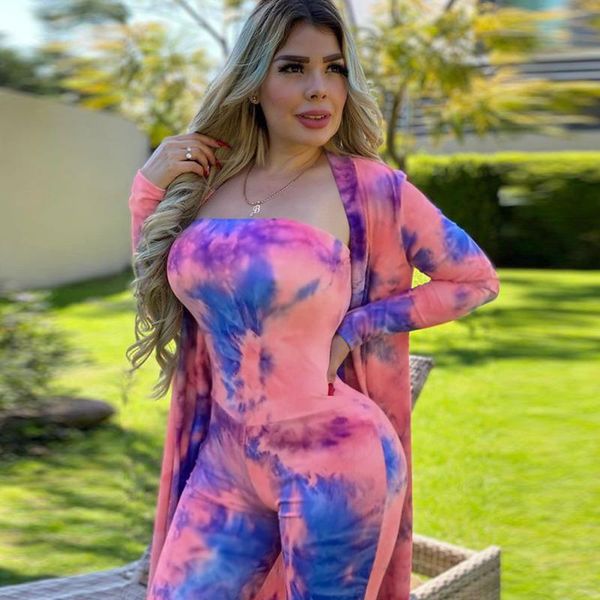 women 2021 summer the dyeing printing mark style long sleeve cardigan tube jumpsuit design two-piece suit women's two piece pants, White
women 2021 summer the dyeing printing mark style long sleeve cardigan tube jumpsuit design two-piece suit women's two piece pants, White
