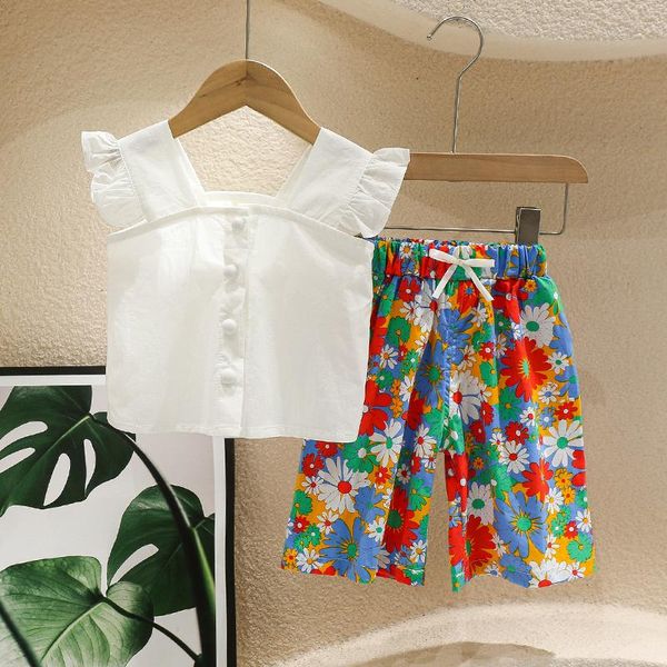 summer girls outfits flying sleeve blouse&flower shorts 2 pcs cute korean baby children clothing set fashion kids clothes sets, White
summer girls outfits flying sleeve blouse&flower shorts 2 pcs cute korean baby children clothing set fashion kids clothes sets, White
