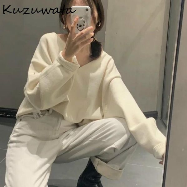 women's sweaters kuzuwata elegant temperament office lady solid v neck pullovers loose lantern long sleeve women 2021 spring soft, White;black
women's sweaters kuzuwata elegant temperament office lady solid v neck pullovers loose lantern long sleeve women 2021 spring soft, White;black