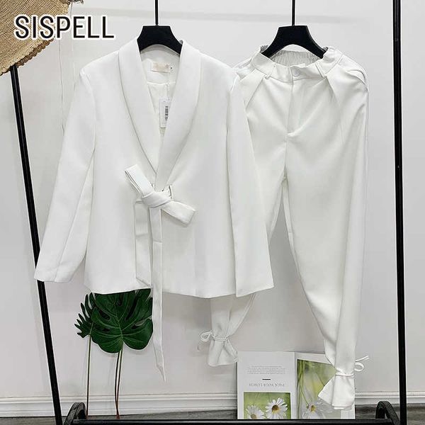sispell female two piece suit lapel collar long sleeve loose lace up blazer coat high waist loose lace up women's casual set 210929, White
sispell female two piece suit lapel collar long sleeve loose lace up blazer coat high waist loose lace up women's casual set 210929, White