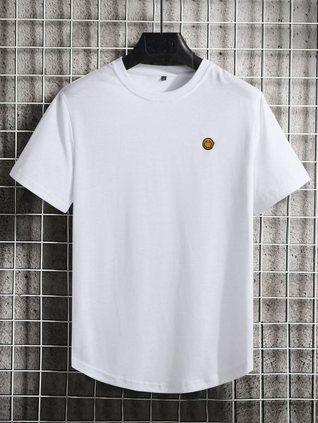 men cartoon face print curved hem tee r3t8#, White;black 
men cartoon face print curved hem tee r3t8#, White;black