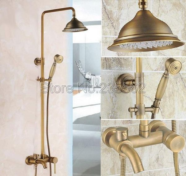 antique brass bathroom single handle rain shower faucet set mixer tub tap wall mounted with handheld lrs181 sets
antique brass bathroom single handle rain shower faucet set mixer tub tap wall mounted with handheld lrs181 sets
