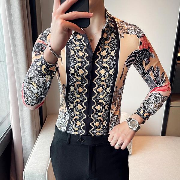 men's casual shirts luxury print autumn long sleeve slim fit business dress shirt vintage social streetwear party tuxedo blouse, White;black
men's casual shirts luxury print autumn long sleeve slim fit business dress shirt vintage social streetwear party tuxedo blouse, White;black