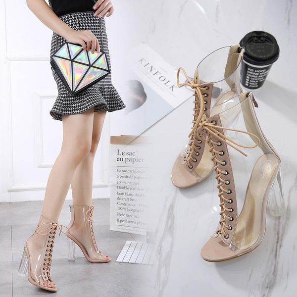 sandals 2021 thin strap thick heel transparent high night club fashion versatile boots, Black
sandals 2021 thin strap thick heel transparent high night club fashion versatile boots, Black