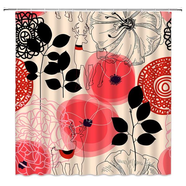 pink flowers shower curtain black line flower forest plant leaves deer silhouette pattern,70x70 inch polyester fabric bathroom
pink flowers shower curtain black line flower forest plant leaves deer silhouette pattern,70x70 inch polyester fabric bathroom