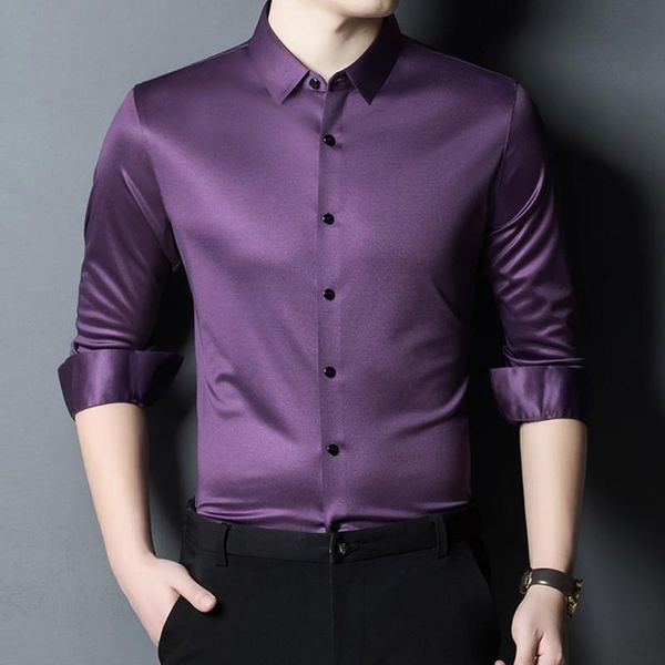 elegant fashion gentleman ice silk dress shirts mens purple satin wedding stylish work oversize clothing blue blouse men's casual, White;black
elegant fashion gentleman ice silk dress shirts mens purple satin wedding stylish work oversize clothing blue blouse men's casual, White;black