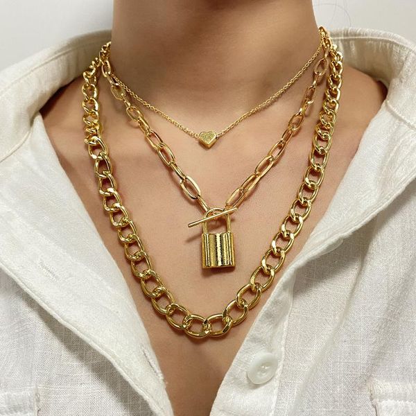 pendant necklaces kinfolk lock pendants punk for women gold color hollow chain personality female neck jewelry gothic decoration, Silver
pendant necklaces kinfolk lock pendants punk for women gold color hollow chain personality female neck jewelry gothic decoration, Silver