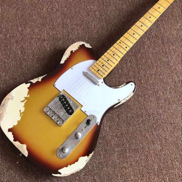 custom shop,tele 6 strings electric guitar,sunburst color gitaar relics by hands,maple fingerboard
custom shop,tele 6 strings electric guitar,sunburst color gitaar relics by hands,maple fingerboard