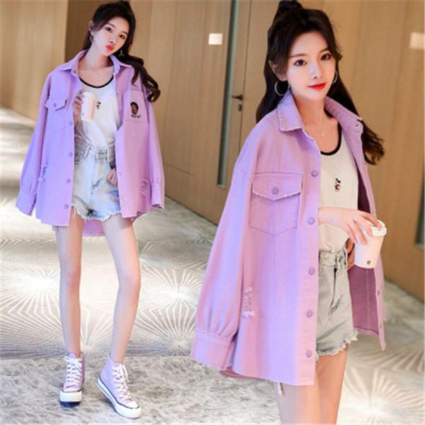 women's blouses & shirts mid-length denim shirt women 2021 spring autumn fashion loose large size candy color tooling trendy 086, White
women's blouses & shirts mid-length denim shirt women 2021 spring autumn fashion loose large size candy color tooling trendy 086, White