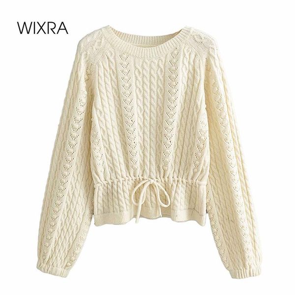 women's sweaters wixra loose lace up sweater womens pullovers soft jumper autumn winter korean chic female knitwear, White;black
women's sweaters wixra loose lace up sweater womens pullovers soft jumper autumn winter korean chic female knitwear, White;black