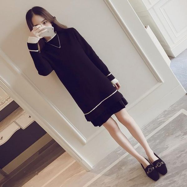 casual dresses 2021 women knitted dress turtleneck fake 2 pieces sweater lady long sleeve vestidos, Black;gray
casual dresses 2021 women knitted dress turtleneck fake 2 pieces sweater lady long sleeve vestidos, Black;gray