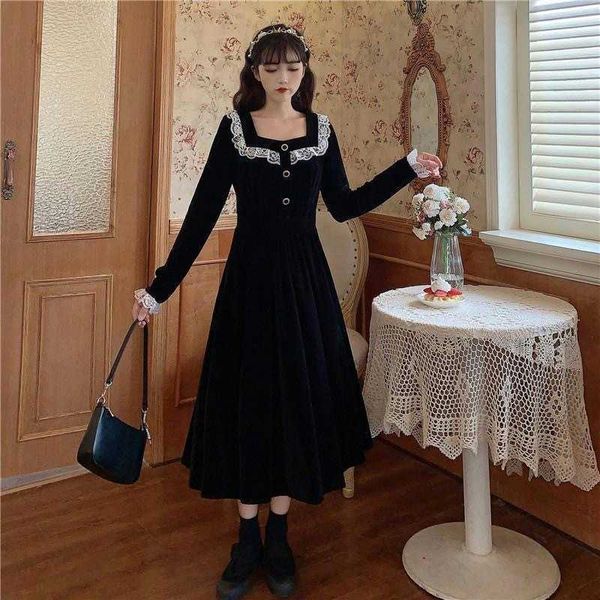 large 2021 style waist closing slim square neck lace medium veet long sleeve dr's, Black;gray
large 2021 style waist closing slim square neck lace medium veet long sleeve dr's, Black;gray
