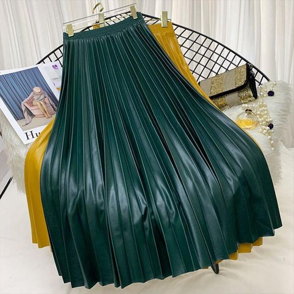 pu leather pleated autumn women skirt winter european style elastic high waist solid midi long skirts female, Black
pu leather pleated autumn women skirt winter european style elastic high waist solid midi long skirts female, Black