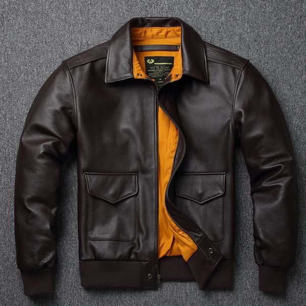 mens layer genuine leather jacket military pilot jackets air force flight a2 jacket dark brown oversize coat, Black
mens layer genuine leather jacket military pilot jackets air force flight a2 jacket dark brown oversize coat, Black