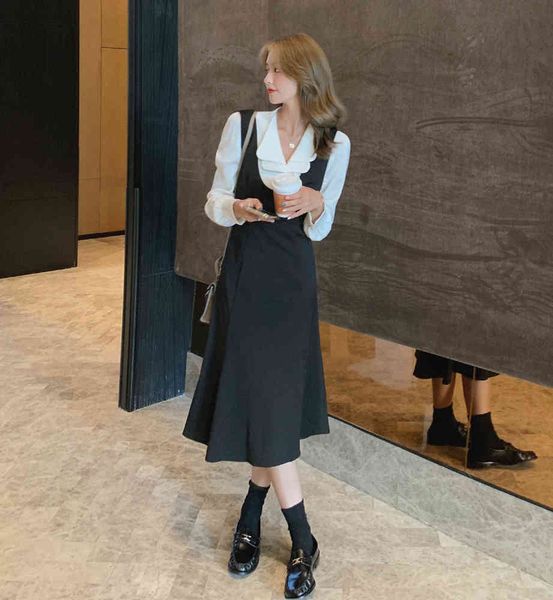 casual dresses 2021 autumn women new french retro suspender shirt 2 piece set high waist slim midi lyu1, Black;gray
casual dresses 2021 autumn women new french retro suspender shirt 2 piece set high waist slim midi lyu1, Black;gray