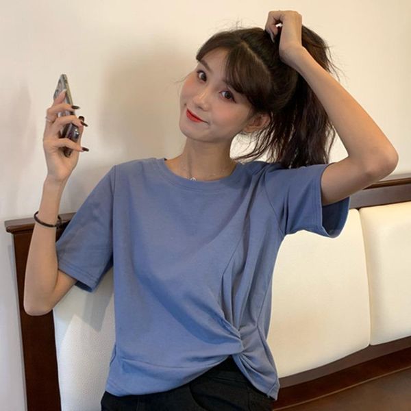 women's t-shirt solid color fashion knot loose women t shirt 2021 summer short sleeve o-neck casual female tees l xl, White
women's t-shirt solid color fashion knot loose women t shirt 2021 summer short sleeve o-neck casual female tees l xl, White