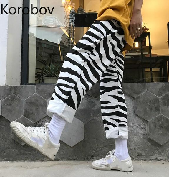 women's pants & capris korobov korean streetwear women harajuku vintage zebra pattern trousers high waist wide leg joggers 77915, Black;white
women's pants & capris korobov korean streetwear women harajuku vintage zebra pattern trousers high waist wide leg joggers 77915, Black;white