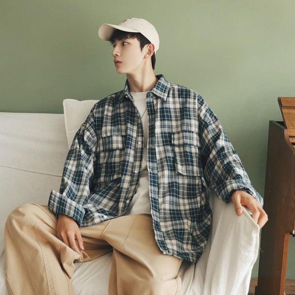 spring cotton plaid shirt men's fashion retro casual men streetwear korean loose long sleeve shirts mens dress, White;black
spring cotton plaid shirt men's fashion retro casual men streetwear korean loose long sleeve shirts mens dress, White;black