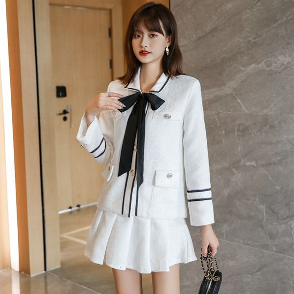 elegant white autumn fashions two sets of tweed jacket and skirt bowtie long coat female short skirts plied 2ubl, Black
elegant white autumn fashions two sets of tweed jacket and skirt bowtie long coat female short skirts plied 2ubl, Black