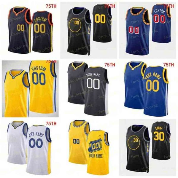 custom print 75th city basketball jerseys stephen 30 curry andrew 22 wiggins klay 11 thompson draymond 23 green damion lee 3 poole iguodala, Black;red