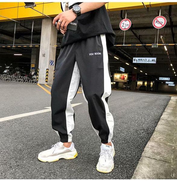 men's pants harajuku mens lace side stripes printed color block patchwork track men hip hop streetwear trousers harem male, Black
men's pants harajuku mens lace side stripes printed color block patchwork track men hip hop streetwear trousers harem male, Black