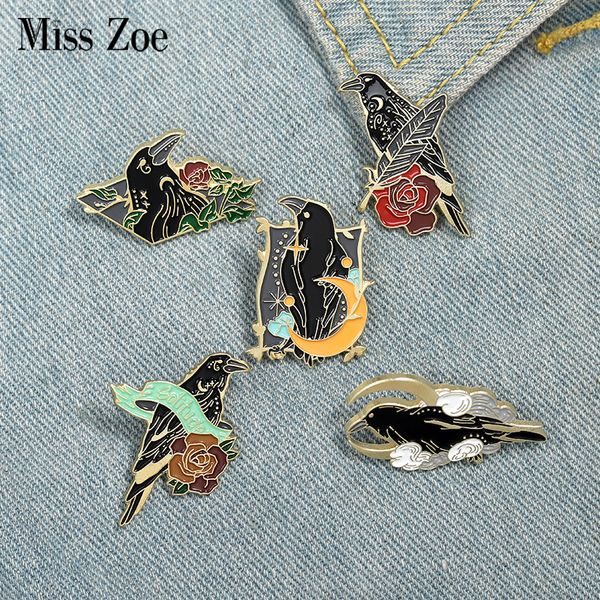 crow raven enamel pin custom bird feather moon flowers brooches bag lapel pin punk badge gothic jewelry gift for friendsdio chan contact, Gray
crow raven enamel pin custom bird feather moon flowers brooches bag lapel pin punk badge gothic jewelry gift for friendsdio chan contact, Gray