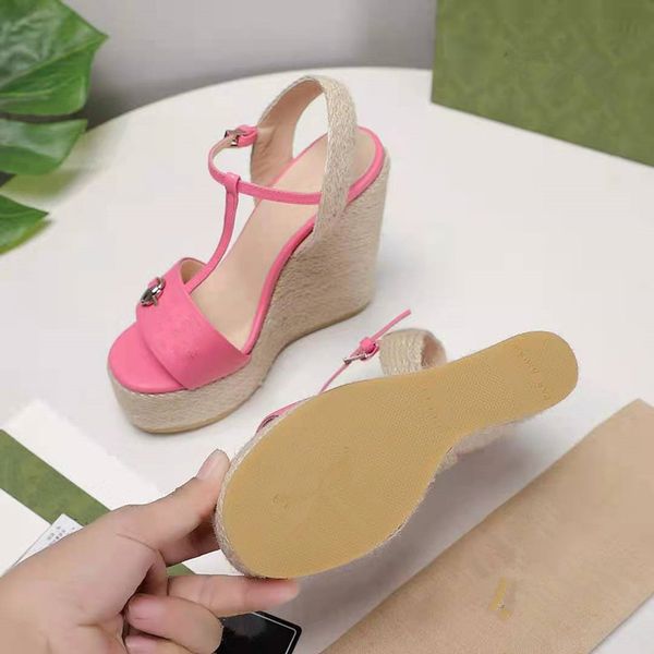 2021 luxury designer slope heel hemp rope woven sandals metal ankle buckle women's platform super high heels 13cm available in 7 colors, Black
2021 luxury designer slope heel hemp rope woven sandals metal ankle buckle women's platform super high heels 13cm available in 7 colors, Black