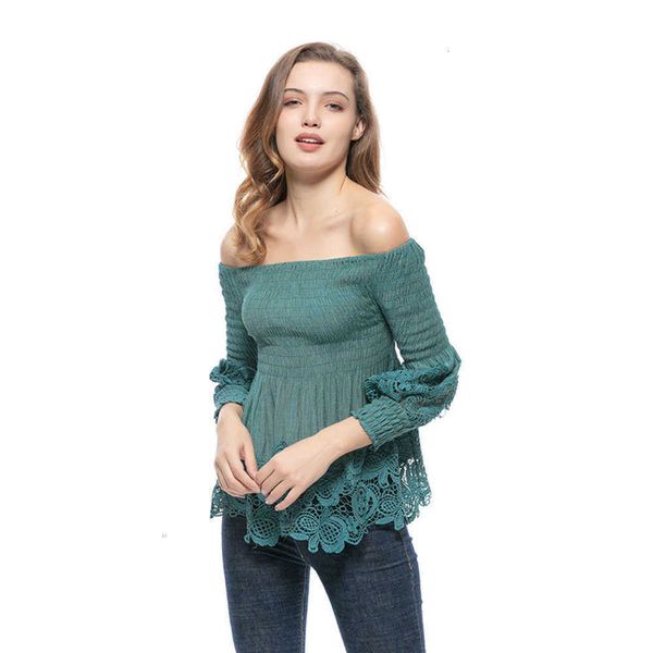 shoulder dresses off casual lace stitching women's one line neck top, Black;gray
shoulder dresses off casual lace stitching women's one line neck top, Black;gray