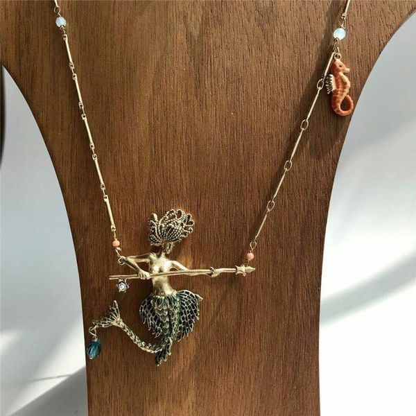 niche enamel glaze ocean series mermaid green dress seahorse crystal long sweater necklace jewelry for woman 2021 trend chains, Silver
niche enamel glaze ocean series mermaid green dress seahorse crystal long sweater necklace jewelry for woman 2021 trend chains, Silver