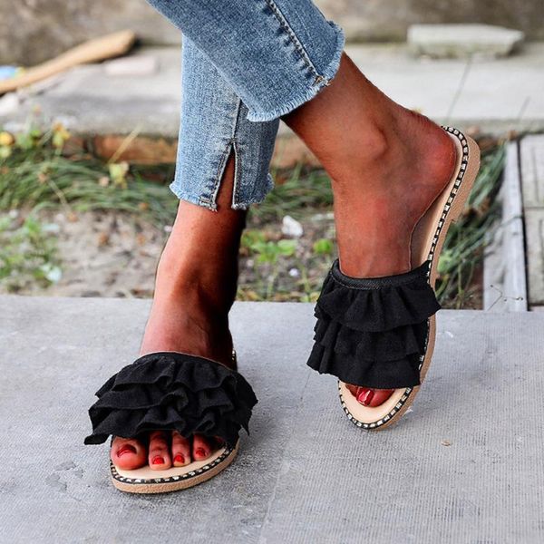 slippers women shoes fashion ruffles pleated flat sandals anti-slip soft bottom 2021summer open toe breathable flip flops, Black
slippers women shoes fashion ruffles pleated flat sandals anti-slip soft bottom 2021summer open toe breathable flip flops, Black