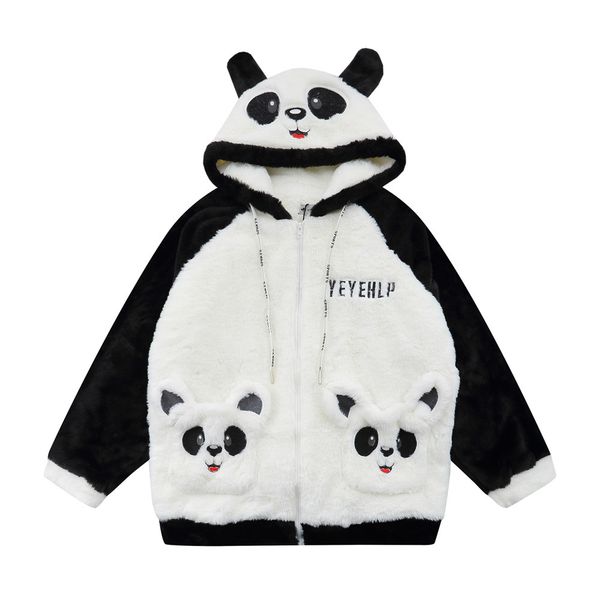 down jacket cartoon panda embroidered lamb cashmere cotton coat men's street fashion brand plush thickened winter hooded zipper, Black
down jacket cartoon panda embroidered lamb cashmere cotton coat men's street fashion brand plush thickened winter hooded zipper, Black