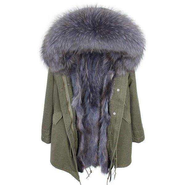 women's fur & faux real coat brand winter jacket women long parka outerwear parkas natural raccoon collar hood liner streetwear, Black
women's fur & faux real coat brand winter jacket women long parka outerwear parkas natural raccoon collar hood liner streetwear, Black