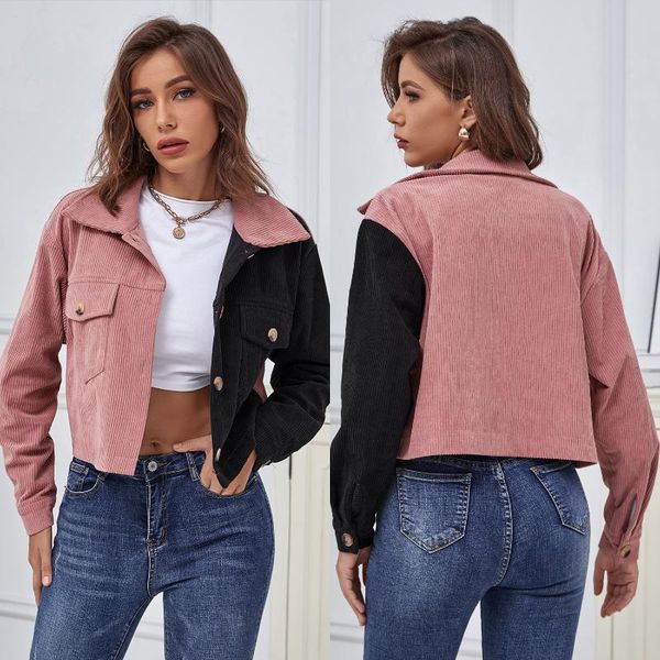 women's jackets fashion women corduroy long sleeves lapel bf style jacket fall winter elegant solid color loose casual short, Black;brown
women's jackets fashion women corduroy long sleeves lapel bf style jacket fall winter elegant solid color loose casual short, Black;brown