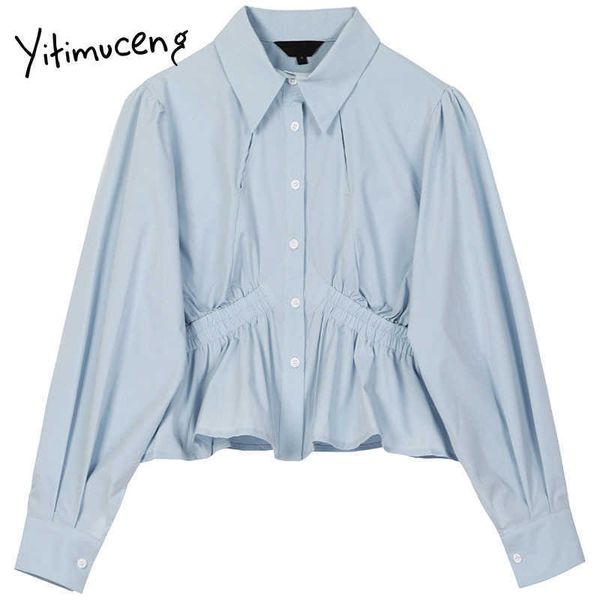 yitimuceng folds blouse women shirt sleeve button up shirts slim solid spring fashion turn-down collar office lady 210601, White
yitimuceng folds blouse women shirt sleeve button up shirts slim solid spring fashion turn-down collar office lady 210601, White