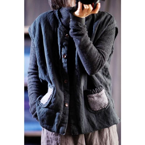 women loose padded vests ladies vintage patchwork single breasted waistcoat outerwear female women's, Black;white
women loose padded vests ladies vintage patchwork single breasted waistcoat outerwear female women's, Black;white