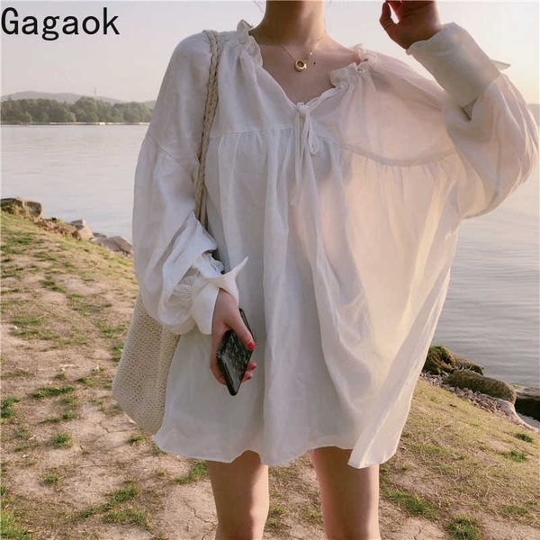 women beach style chiffon blouse spring autumn solid v-neck batwing sleeve loose casual wild sweet fashion shirts 210531, White
women beach style chiffon blouse spring autumn solid v-neck batwing sleeve loose casual wild sweet fashion shirts 210531, White