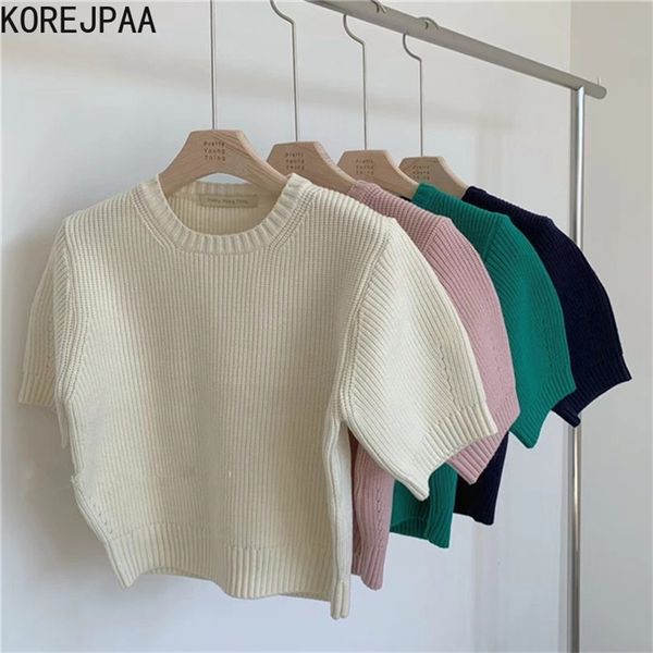 korejpaa women t-shirt summer korean chic all-match round neck casual simple slim-fit bubble short-sleeved knitted pullover 210708, White
korejpaa women t-shirt summer korean chic all-match round neck casual simple slim-fit bubble short-sleeved knitted pullover 210708, White