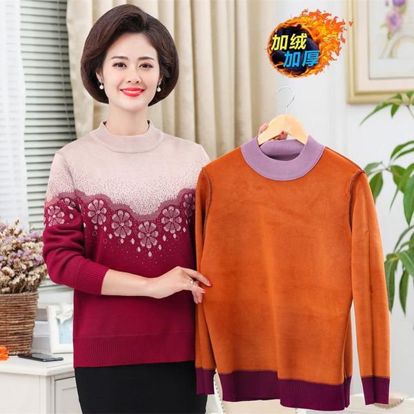 women's knit sweater autumn winter basic pullover round neck plus velvet thicken warm bottoming shirt mother loaded 4xl sweaters, White;black
women's knit sweater autumn winter basic pullover round neck plus velvet thicken warm bottoming shirt mother loaded 4xl sweaters, White;black