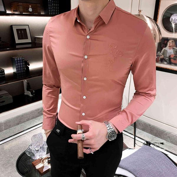 t shirts men british style autumn flower embroidered shirt of the smoking sleeve long simple slim fit casual men's weary party dress ua, White;black
t shirts men british style autumn flower embroidered shirt of the smoking sleeve long simple slim fit casual men's weary party dress ua, White;black