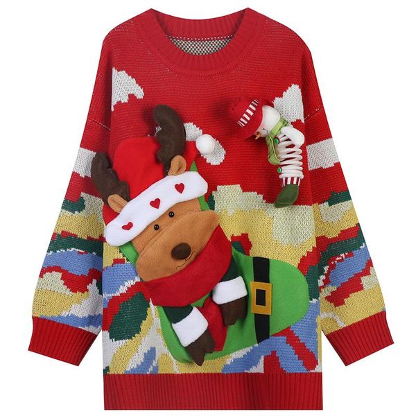 women's sweaters ugly christmas sweater for women pullovers long loose knit o-neck jumper jersey casual streetwear 2021 autumn winter, White;black
women's sweaters ugly christmas sweater for women pullovers long loose knit o-neck jumper jersey casual streetwear 2021 autumn winter, White;black