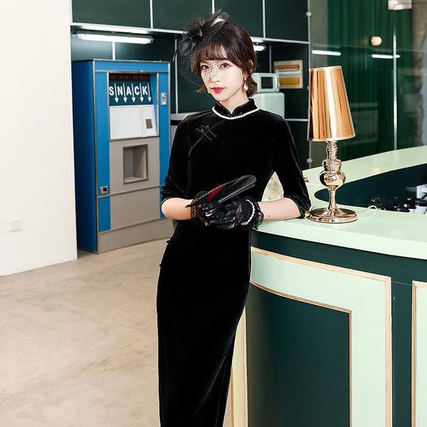 slim black gold velvet evening cheongsam banquet ladies retro half sleeve velour long qipao china dresses ethnic clothing, Red
slim black gold velvet evening cheongsam banquet ladies retro half sleeve velour long qipao china dresses ethnic clothing, Red