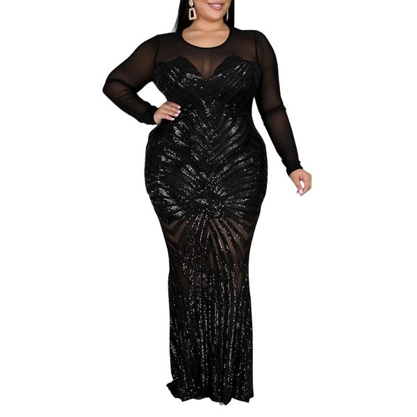 casual dresses 5xl plus size women mesh & sequined elegant long sleeve dress vintage stitching floor-length party evening classic d30, Black;gray
casual dresses 5xl plus size women mesh & sequined elegant long sleeve dress vintage stitching floor-length party evening classic d30, Black;gray