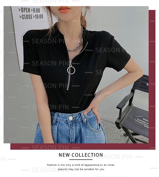 american women's knits tee vintage knitted t-shirt short high waist belly button lapel sleeve shirt female summer7882, White
american women's knits tee vintage knitted t-shirt short high waist belly button lapel sleeve shirt female summer7882, White